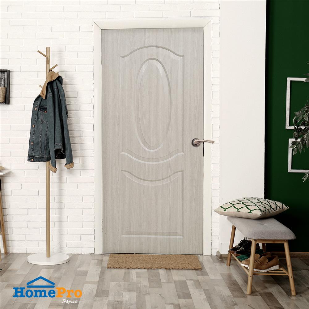 ประตูภายใน UPVC AZLE PZ02 80X200 ซม. สี WHITE GREY เจาะลูกบิด