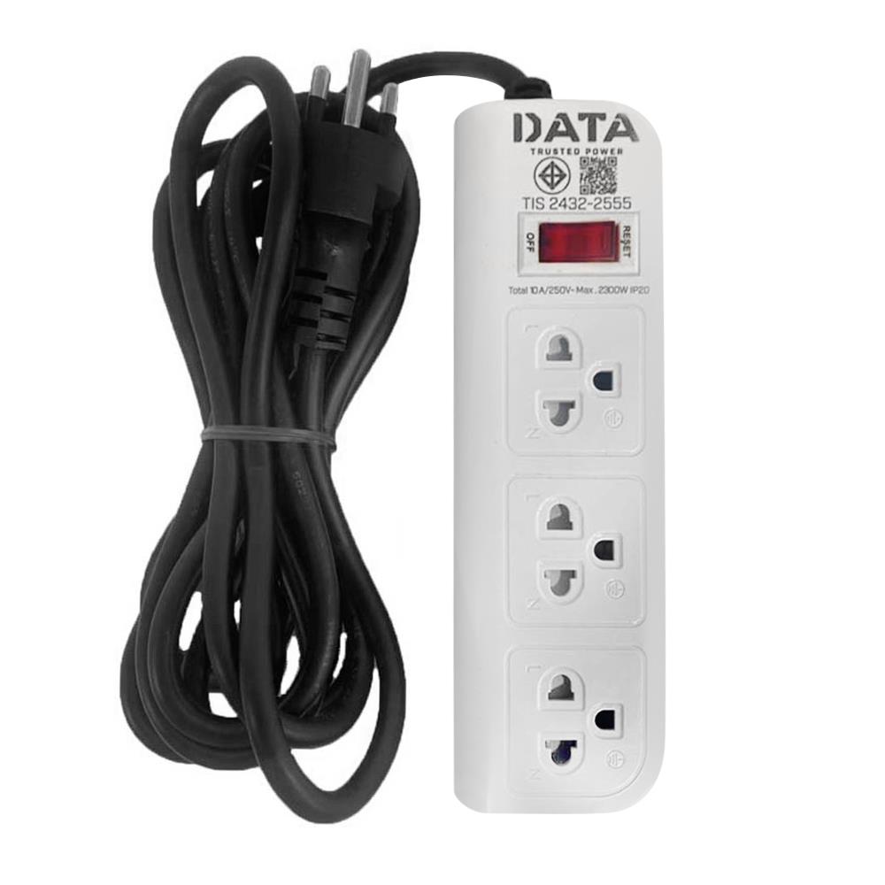 รางปลั๊กไฟ 3 ช่อง 1 สวิตช์ DATA WL361 3 ม. สีขาว