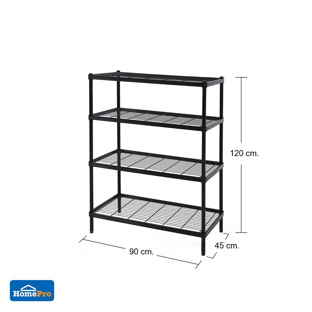 ชั้นวางของ 4 ชั้น FURDINI ACCO WIRELINNER 90X45X120 ซม. สีดำ