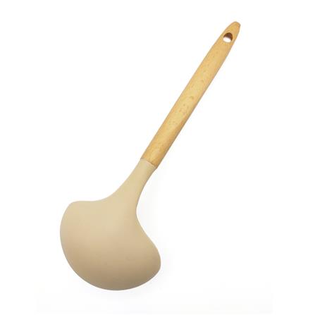 กระบวยซิลิโคน KECH COOK CHARMY สีครีม ด้ามไม้_2