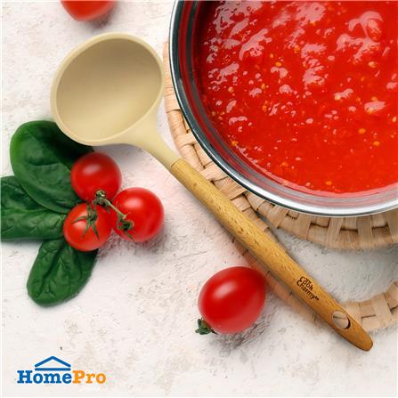 กระบวยซิลิโคน KECH COOK CHARMY สีครีม ด้ามไม้_3