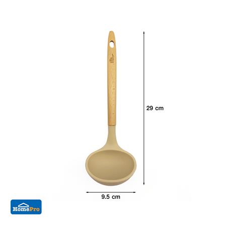 กระบวยซิลิโคน KECH COOK CHARMY สีครีม ด้ามไม้_4