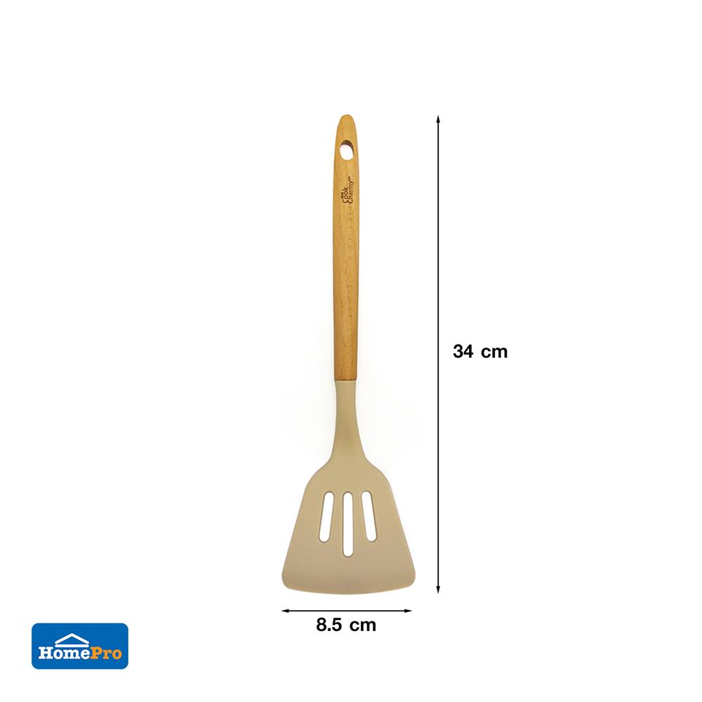 ตะหลิวร่อง KECH COOK CHARMY สีครีม ด้ามไม้