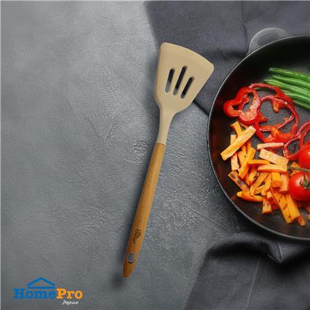 ตะหลิวร่อง KECH COOK CHARMY สีครีม ด้ามไม้_3