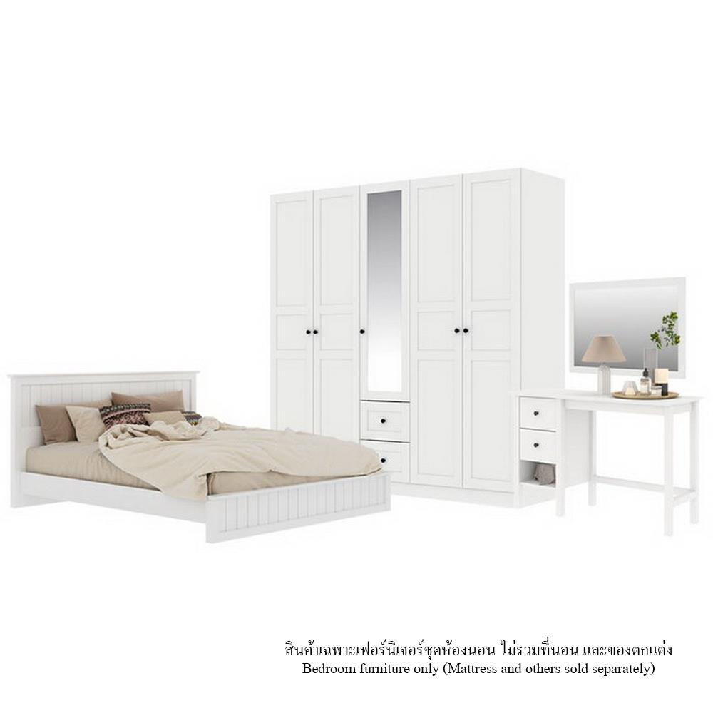 ชุดห้องนอน 6 ฟุต KONCEPT MONETA พร้อมตู้บานเปิด 200 ซม. สีขาว