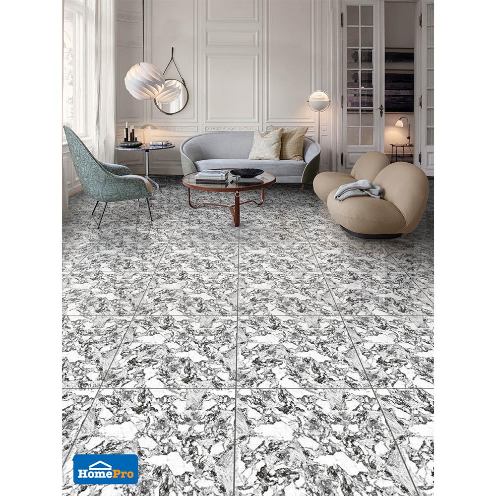 กระเบื้องพื้น 60x60 ซม. TARA มาทิลด้า ไวท์ แบล็ค 1.44M2