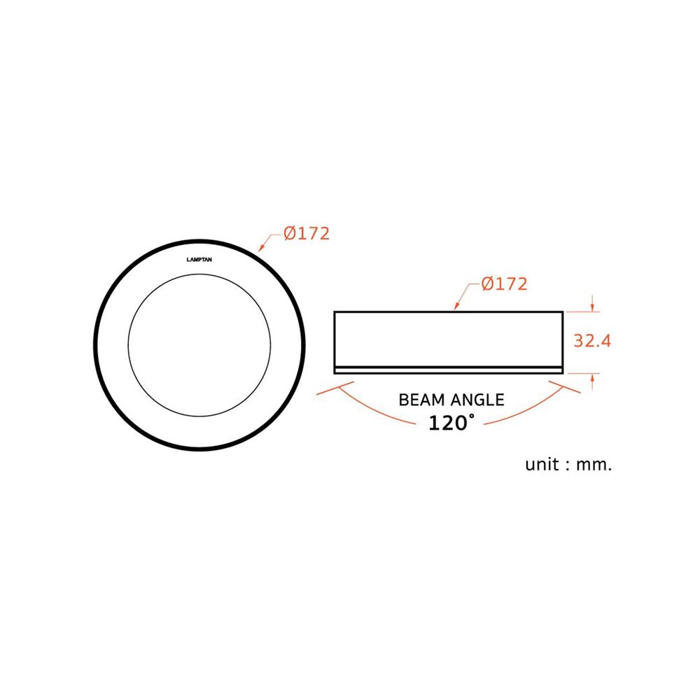 ดาวน์ไลท์ LED LAMPTAN CLICK&GO 6 นิ้ว 12 วัตต์ WARM WHITE สีขาว