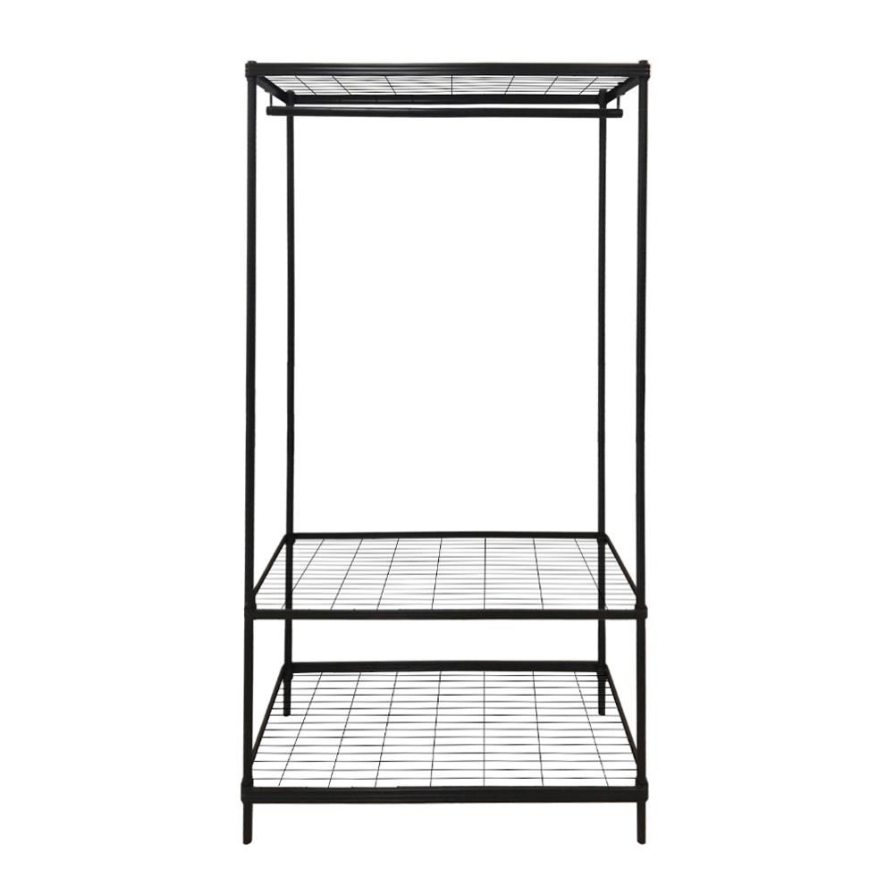 ตู้เสื้อผ้าราวแขวนมีชั้นวาง PLIM LINEAR สีดำ