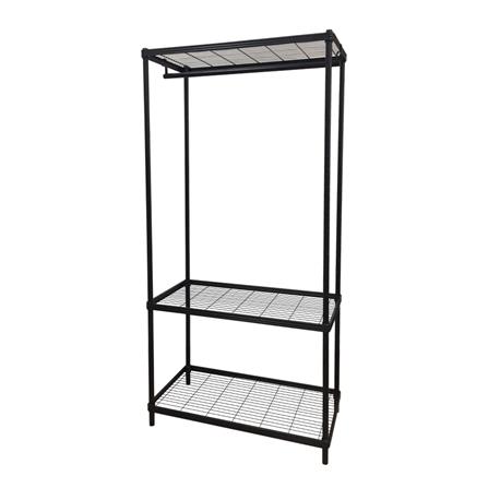 ตู้เสื้อผ้าราวแขวนมีชั้นวาง PLIM LINEAR สีดำ_0