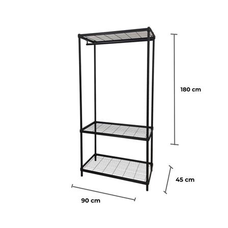 ตู้เสื้อผ้าราวแขวนมีชั้นวาง PLIM LINEAR สีดำ_3