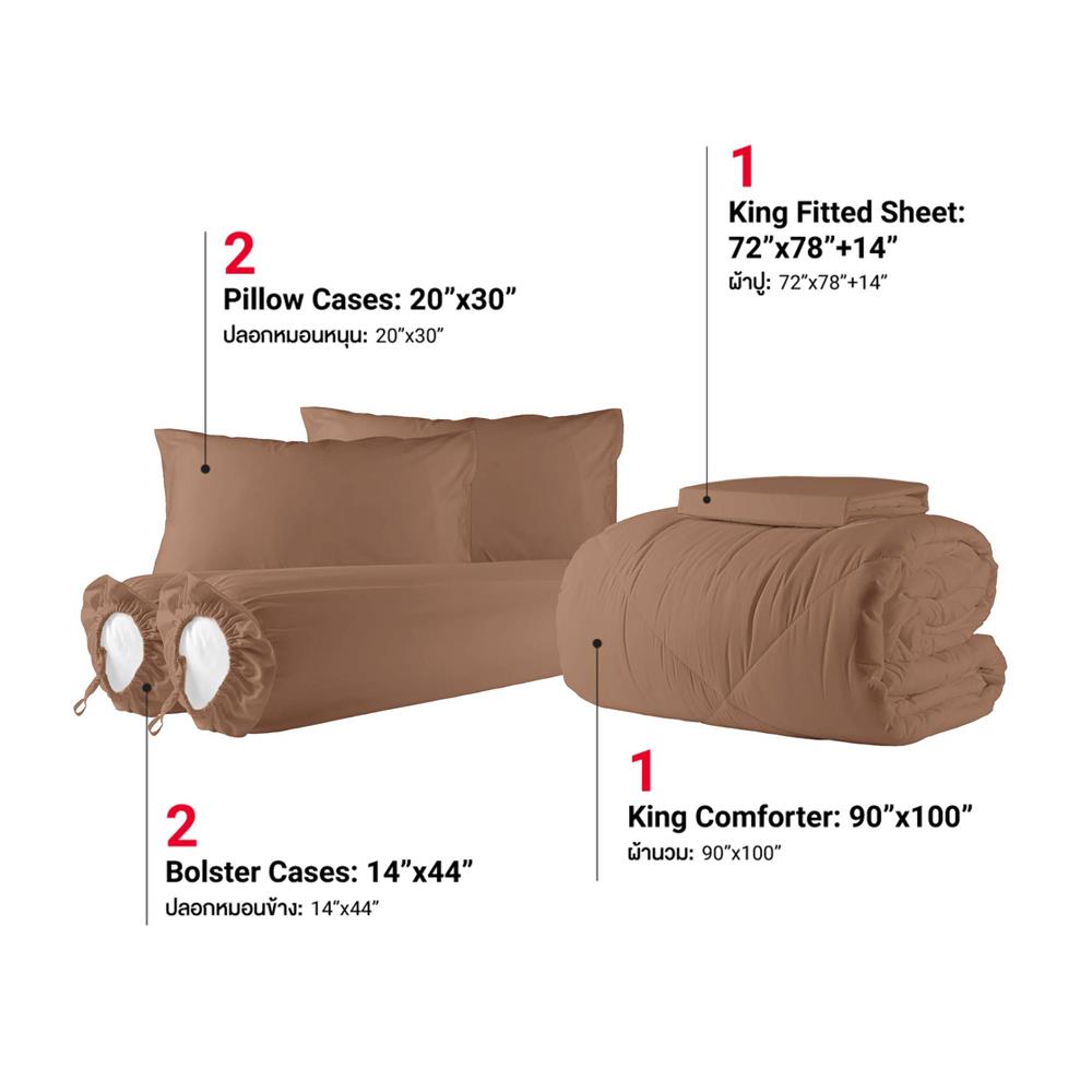 ชุดผ้าปูที่นอน 6 ฟุต 6 ชิ้น FROLINA MICROTEX SF026