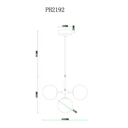 ไฟช่อ CARINI PH2192-4 แก้ว/โลหะ สีทอง/ใส 4 หัว_5