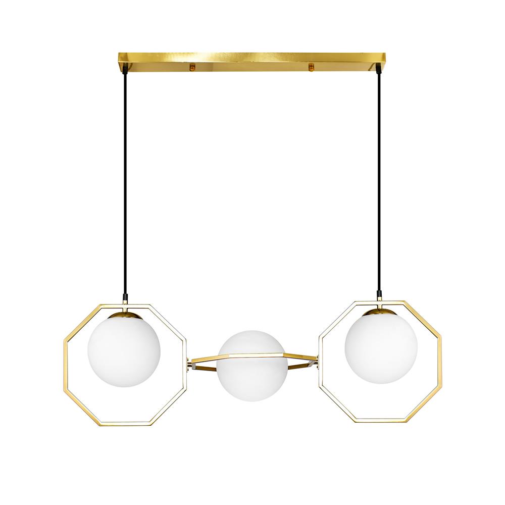 ไฟช่อ CARINI PH2189-3 แก้ว/โลหะ สีขาว/ดำ/ทอง 3 หัว