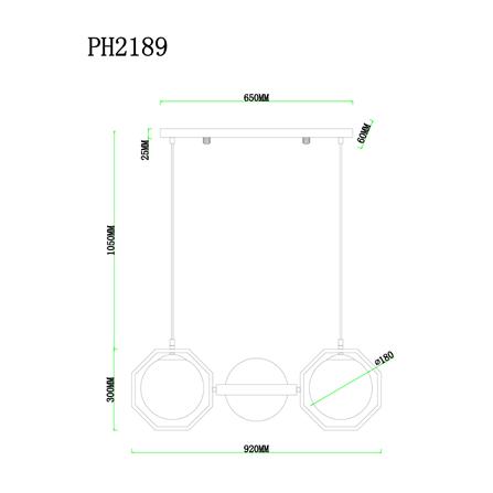 ไฟช่อ CARINI PH2189-3 แก้ว/โลหะ สีขาว/ดำ/ทอง 3 หัว_4