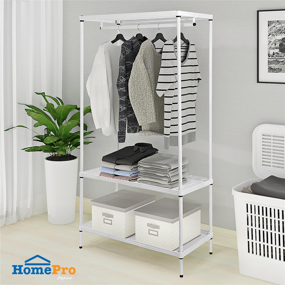 ตู้เสื้อผ้าราวแขวนมีชั้นวาง PLIM LINEAR สีขาว