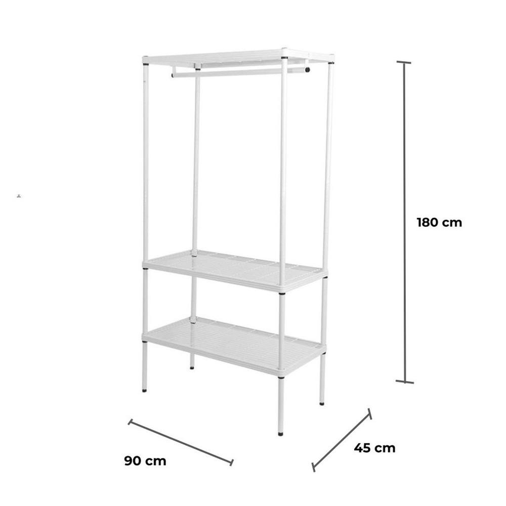 ตู้เสื้อผ้าราวแขวนมีชั้นวาง PLIM LINEAR สีขาว
