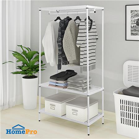 ตู้เสื้อผ้าราวแขวนมีชั้นวาง PLIM LINEAR สีขาว_2