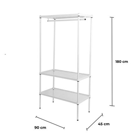 ตู้เสื้อผ้าราวแขวนมีชั้นวาง PLIM LINEAR สีขาว_3