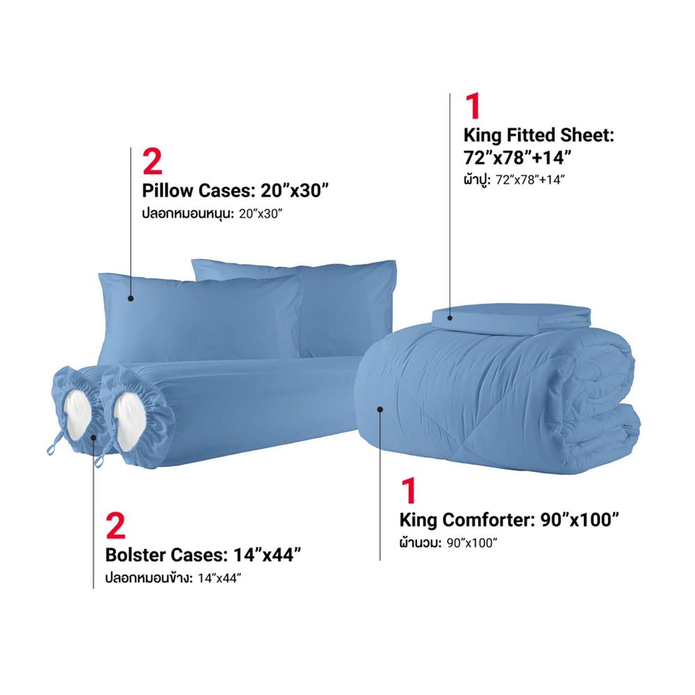 ชุดผ้าปูที่นอน 6 ฟุต 6 ชิ้น FROLINA MICROTEX SF023