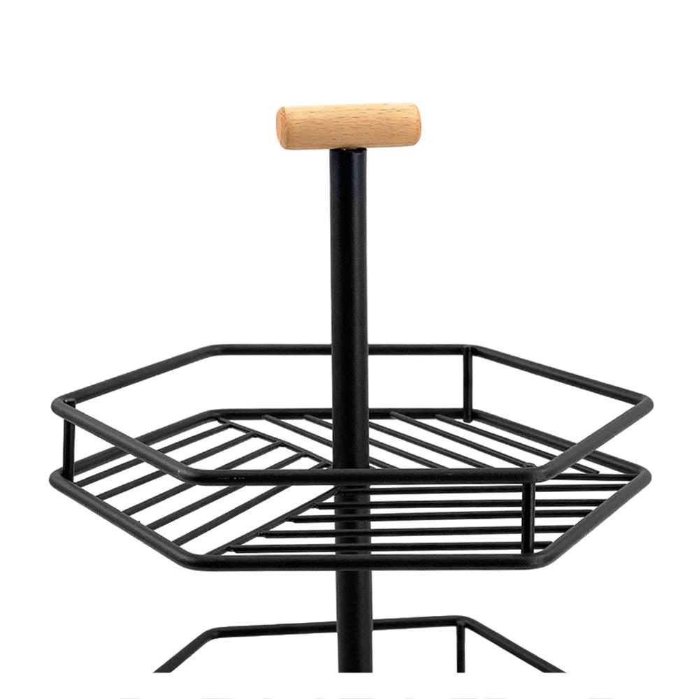 ตะกร้าผลไม้ 2 ชั้น KECH WOOD 26.6 ซม. สีดำ