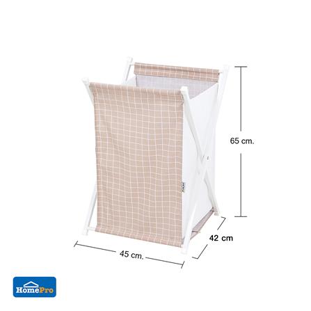 ถังผ้าเหลี่ยมขาไขว้ PLIM SAND สีเบจ_5