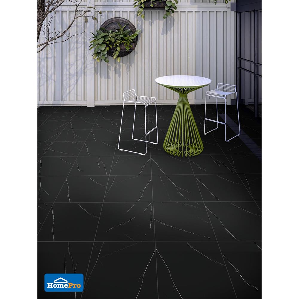 กระเบื้องพื้น 40x40 ซม. CERGRES ซาโต้ ดำ A 0.96 ตร.ม.
