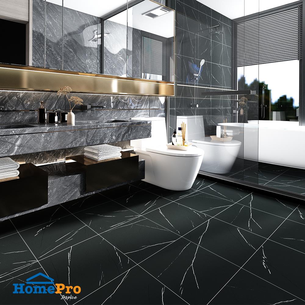 กระเบื้องพื้น 40x40 ซม. CERGRES ซาโต้ ดำ A 0.96 ตร.ม.