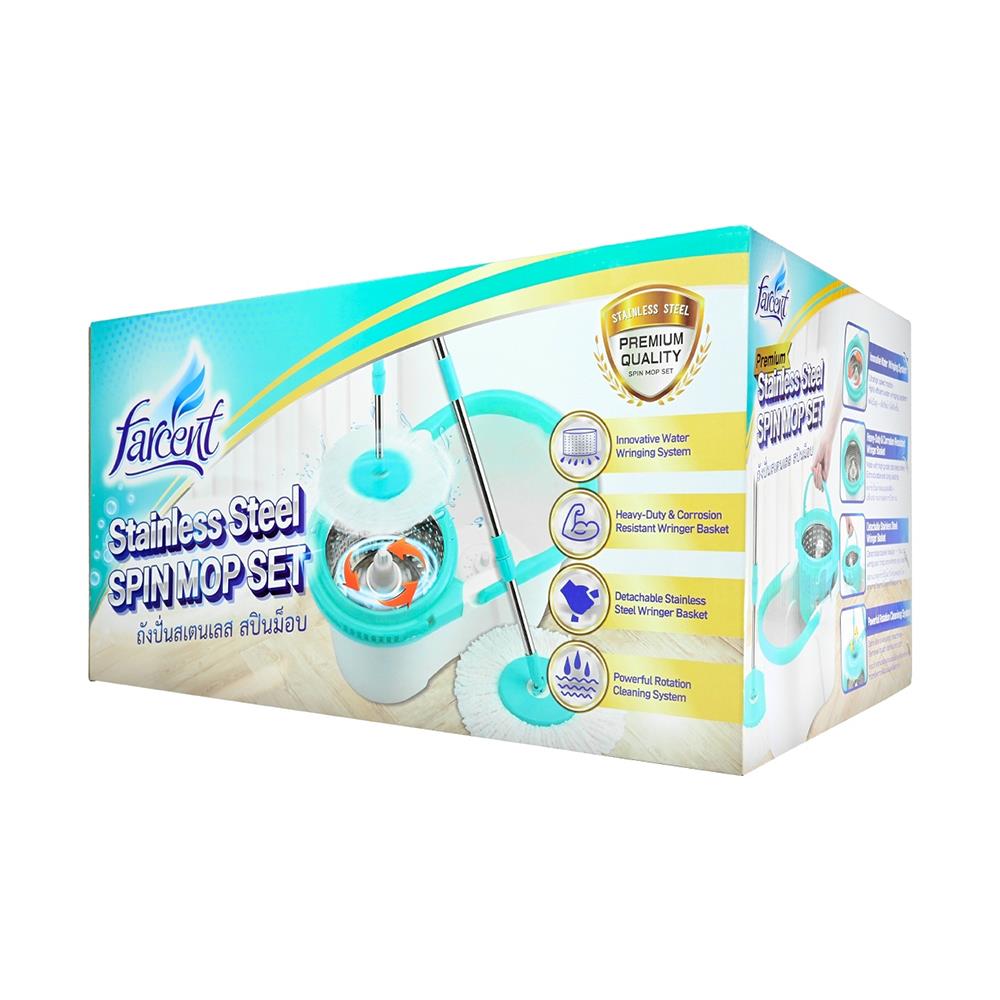 ชุดอุปกรณ์ถังปั่นสเตนเลสพร้อมไม้ม็อบ FARCENT