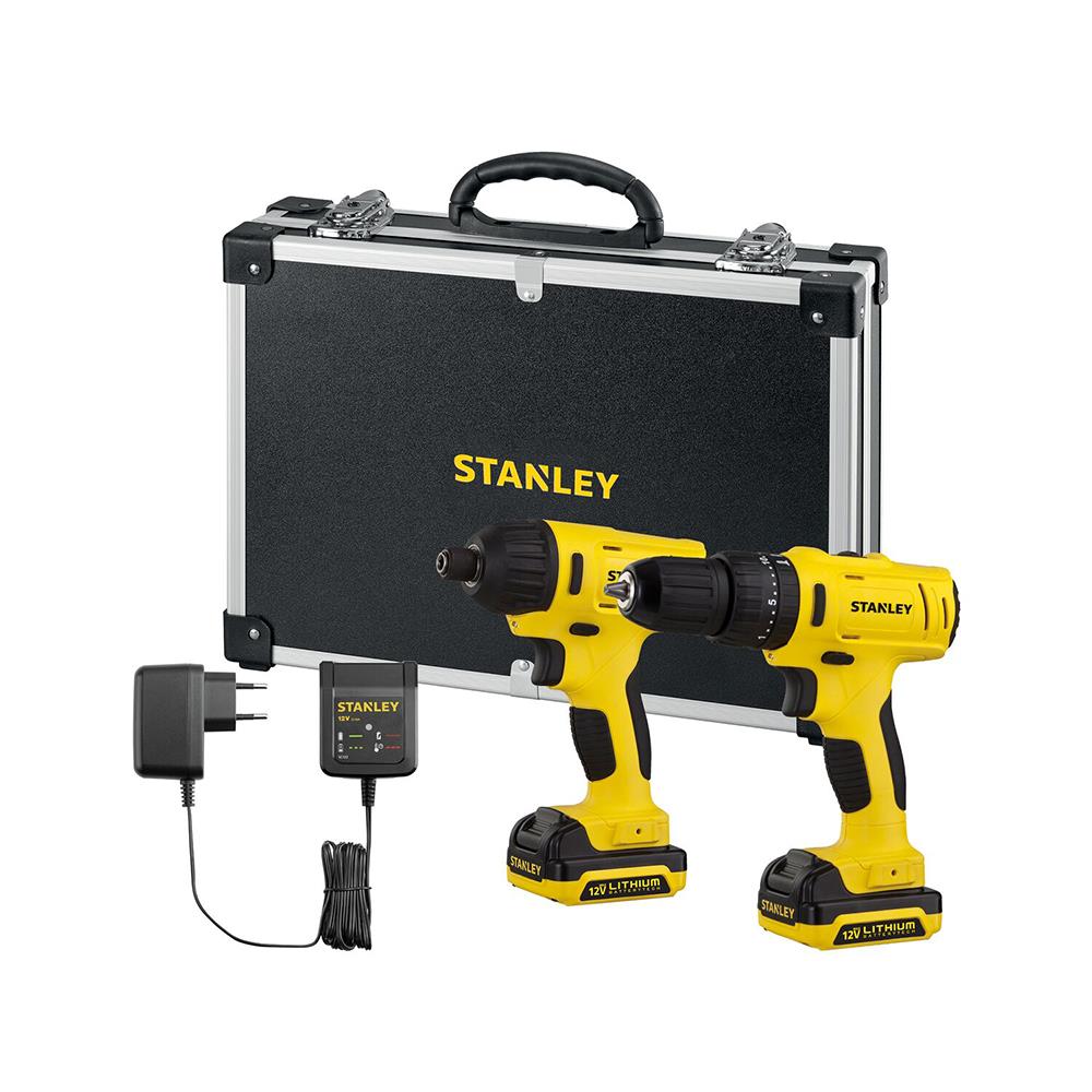 ชุดสว่านและไขควงกระแทกไร้สาย (พร้อมแบตเตอรี่) STANLEY SCHI121S2FK-B1 12 โวลต์