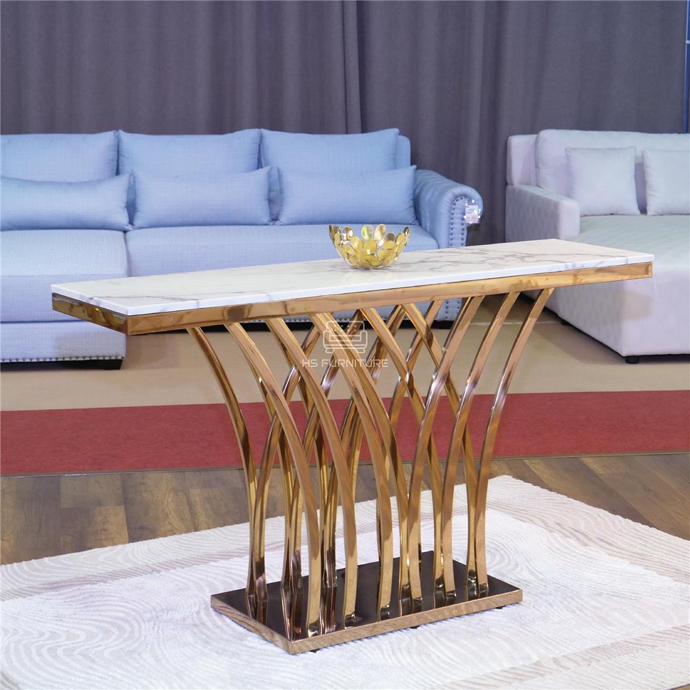 โต๊ะคอนโซล HS FURNITURE MALL EVELYN สีขาว/ทอง