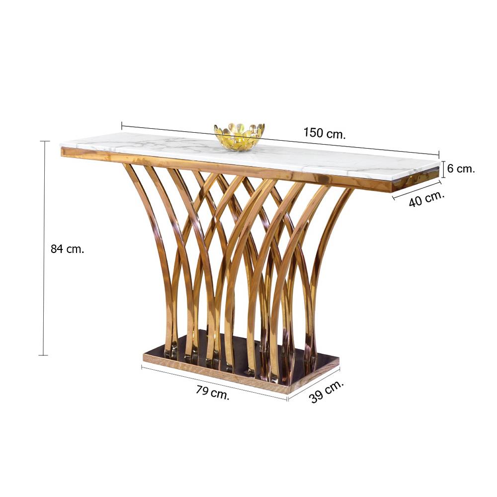 โต๊ะคอนโซล HS FURNITURE MALL EVELYN สีขาว/ทอง