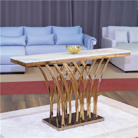 โต๊ะคอนโซล HS FURNITURE MALL EVELYN สีขาว/ทอง_3