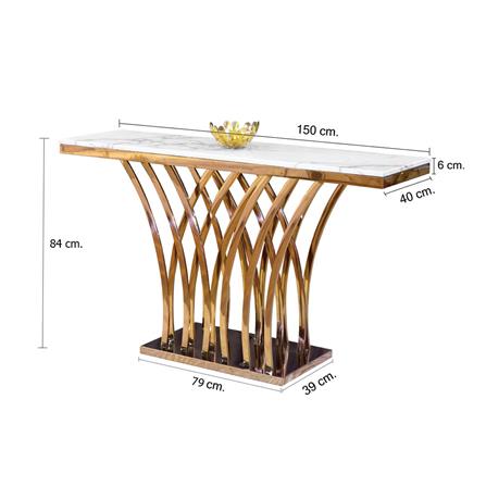 โต๊ะคอนโซล HS FURNITURE MALL EVELYN สีขาว/ทอง_4
