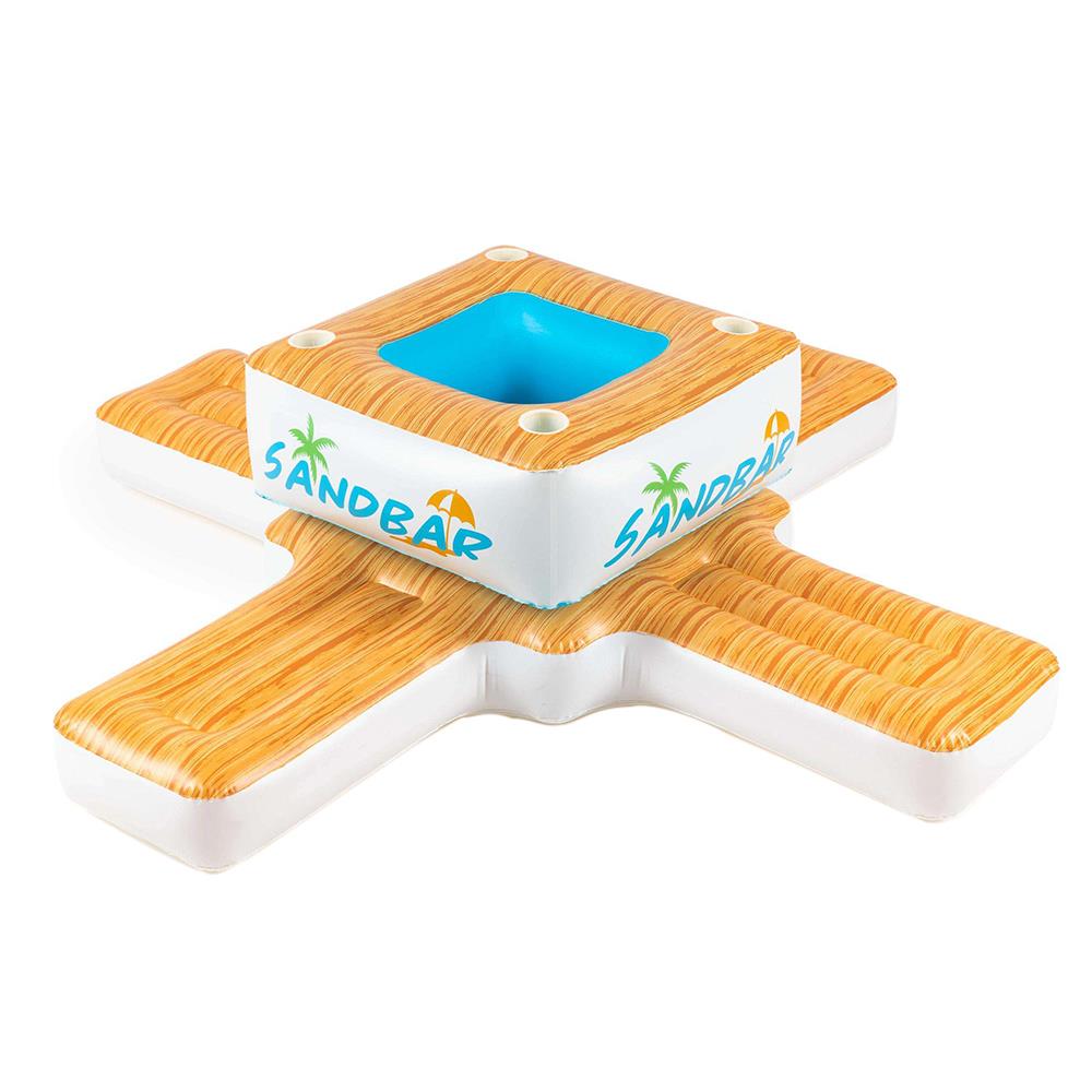 แพยางพร้อมถังแช่น้ำแข็ง FLOAT ME SUMMER ลายไม้ สีขาว