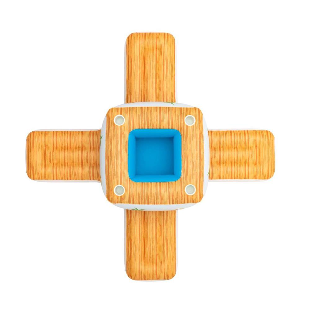 แพยางพร้อมถังแช่น้ำแข็ง FLOAT ME SUMMER ลายไม้ สีขาว