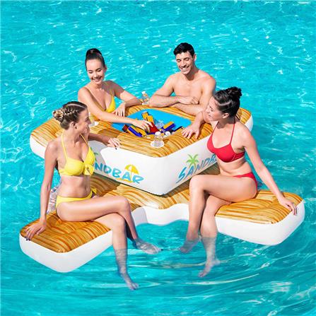 แพยางพร้อมถังแช่น้ำแข็ง FLOAT ME SUMMER ลายไม้ สีขาว_6