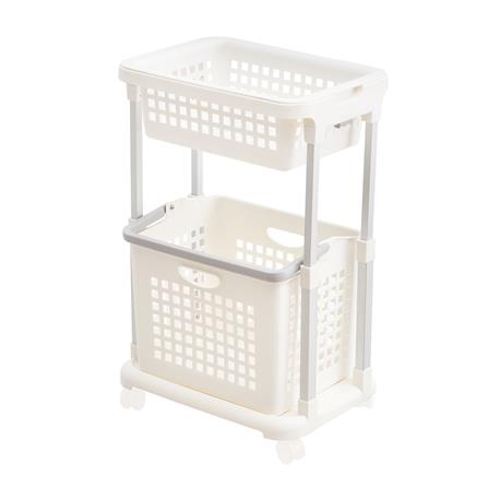 ตะกร้าผ้าเหลี่ยมมีล้อ 2 ชั้น PLIM PW608 สีขาว