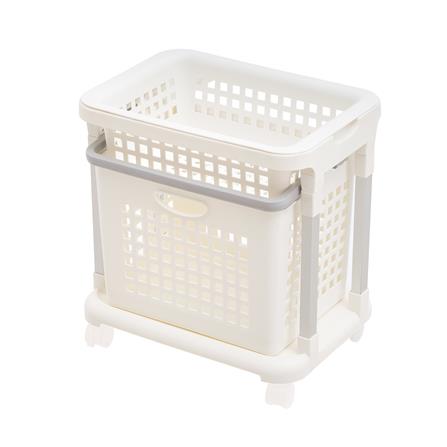 ตะกร้าผ้าเหลี่ยมมีล้อ 2 ชั้น PLIM PW608 สีขาว_2