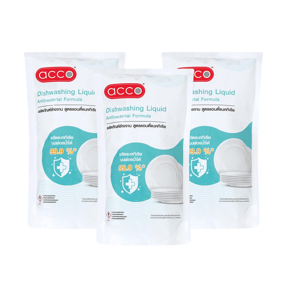 รีฟิลน้ำยาล้างจาน ACCO 550 มล. สูตรแอนตี้แบคทีเรีย แพ็ก 3 ชิ้น