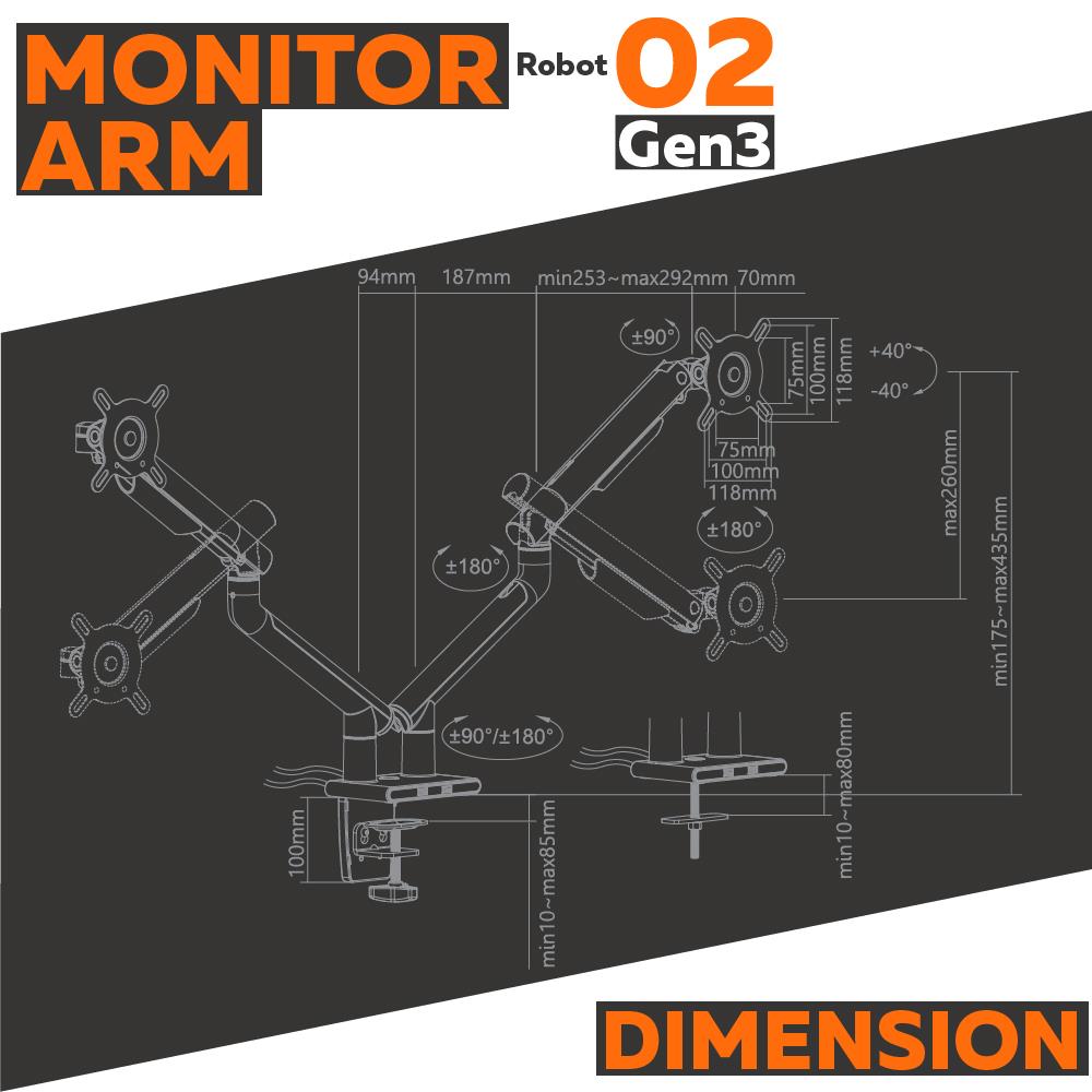 ขาตั้งจอคอม ERGOTREND ROBOT02 GEN 3 สีขาว