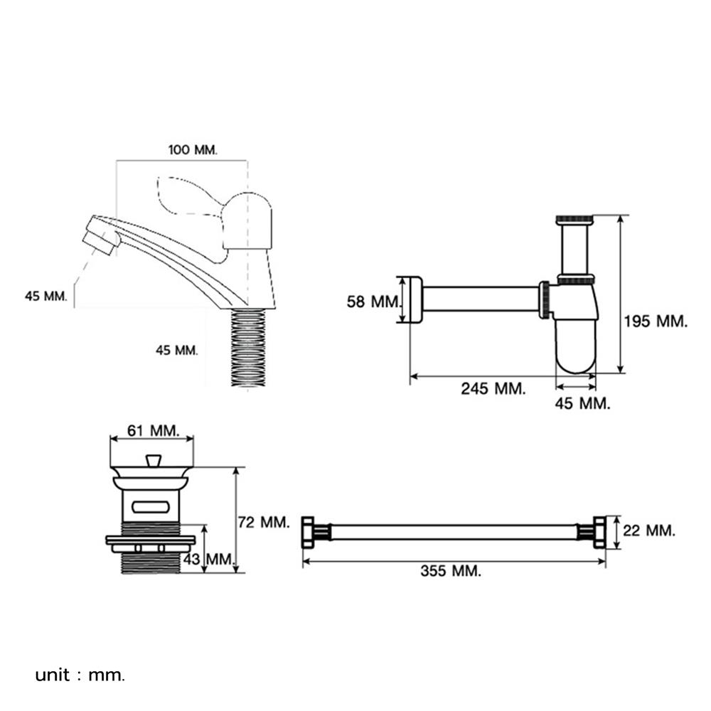 ชุดก๊อกอ่างล้างหน้าเดี่ยว HOEN SAVE-H6000