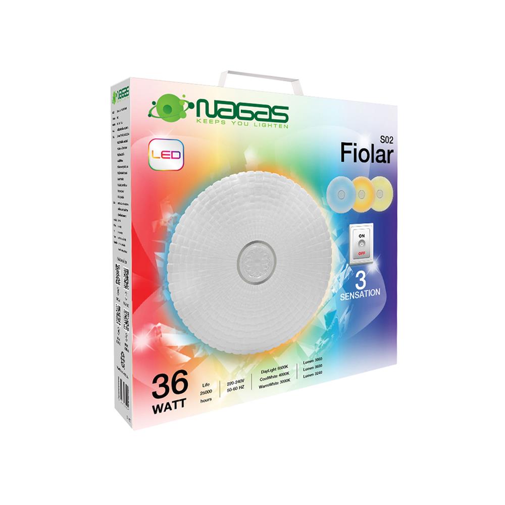ไฟเพดาน LED NAGAS FIOLAR S02 15 นิ้ว 36 วัตต์ DAYLIGHT/COOL WHITE/WARM WHITE สีขาว