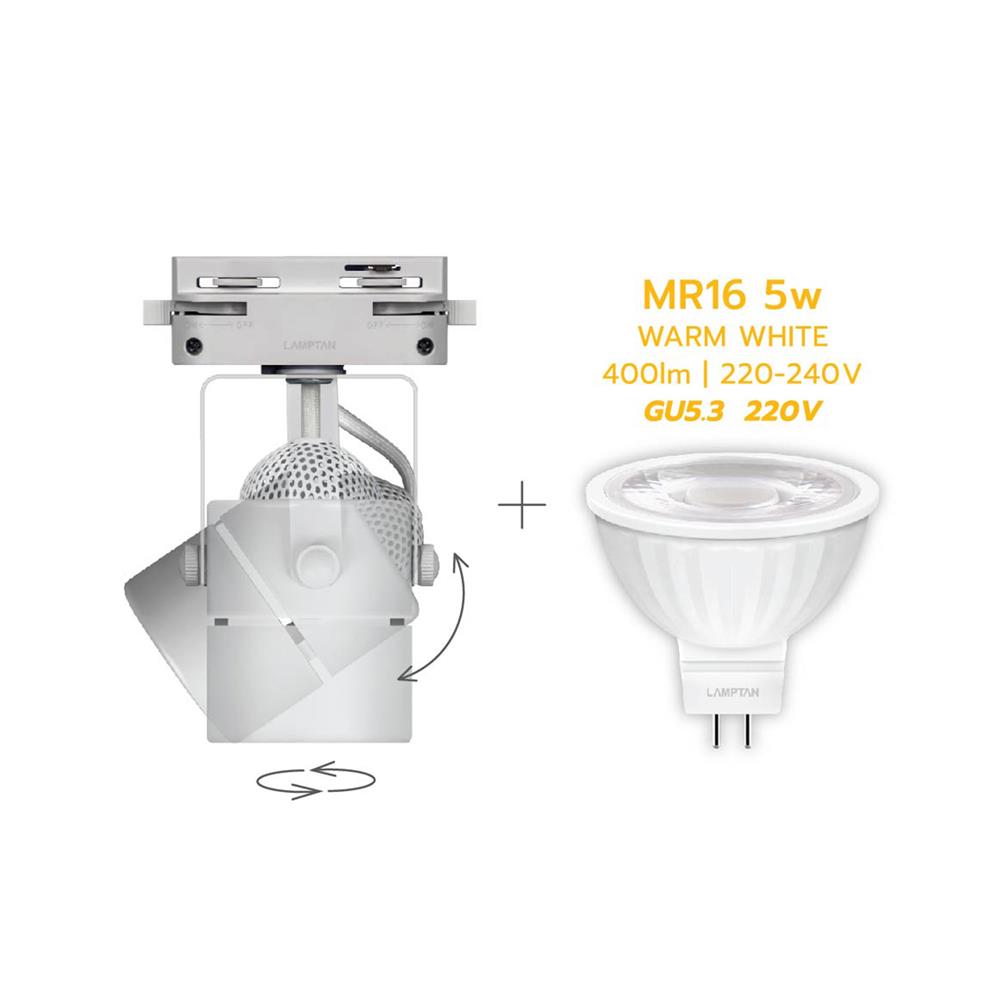 แทรคไลท์ LED LAMPTAN CROP 5 วัตต์ WARM WHITE สีขาว