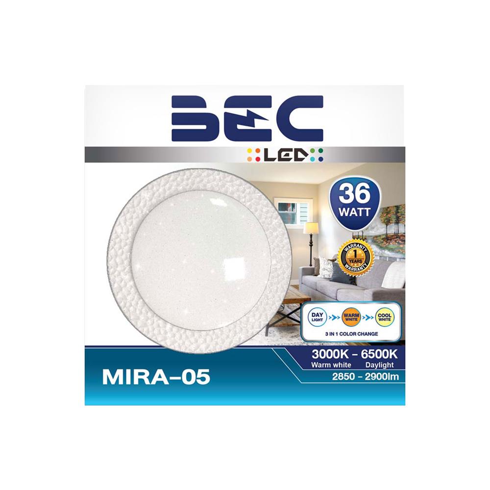 ไฟเพดาน LED BEC MIRA-05 15 นิ้ว 36 วัตต์ DAYLIGHT/COOL WHITE/WARM WHITE สีขาว