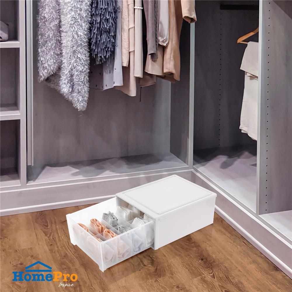 กล่องลิ้นชักจัดเก็บกางเกงชั้นใน PLIM SIZE L สีขาว