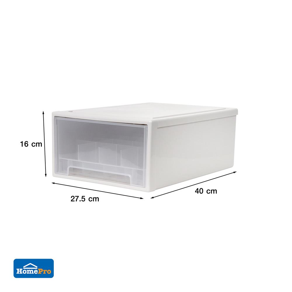 กล่องลิ้นชักจัดเก็บถุงเท้า PLIM SIZE L สีขาว