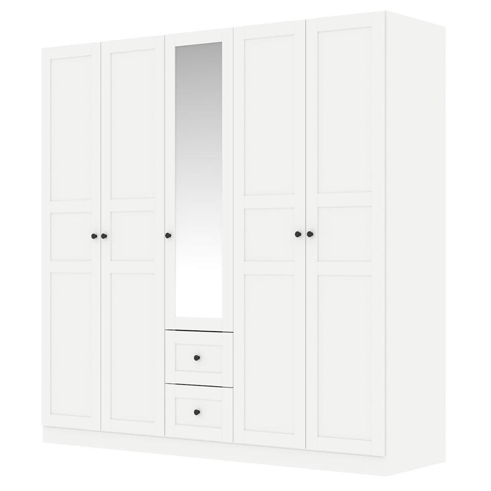 ตู้เสื้อผ้า 5 บานเปิด KONCEPT MONETA 200 ซม. สีขาว