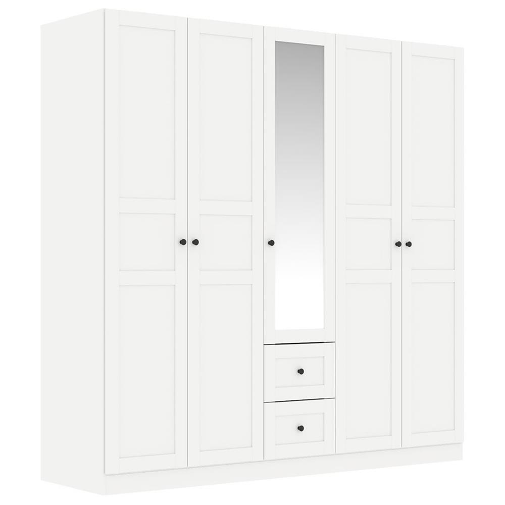 ตู้เสื้อผ้า 5 บานเปิด KONCEPT MONETA 200 ซม. สีขาว