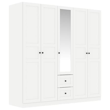 ตู้เสื้อผ้า 5 บานเปิด KONCEPT MONETA 200 ซม. สีขาว_2