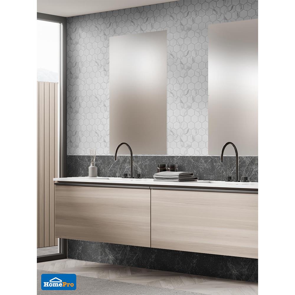 โมเสคพอร์ซเลน 27.1x28.2 ซม. DURAGRES ฟลัฟฟี่ มาเบิล สีขาว